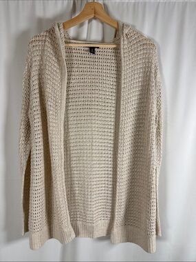 GAP Factory Open-Weave Hooded Cardigan - Cream